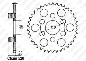 Kit chaine Aprilia 125 Red Rose