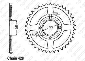 Kit chaine Honda Cb 125 T2 / Twin