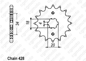 Kit chaine Honda Cb 125 Td Jc06