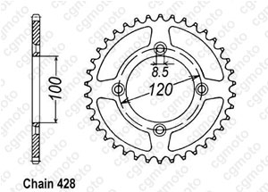 Kit chaine Suzuki 80 Rm Grandes Roues