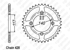 Kit chaine Yamaha 80 Yz